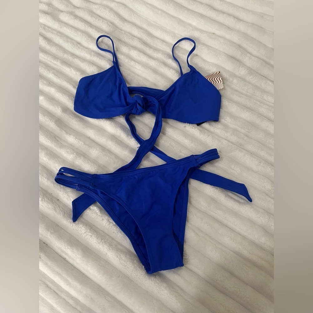 kikiRio Vibrant Blue Cutout Swimsuit